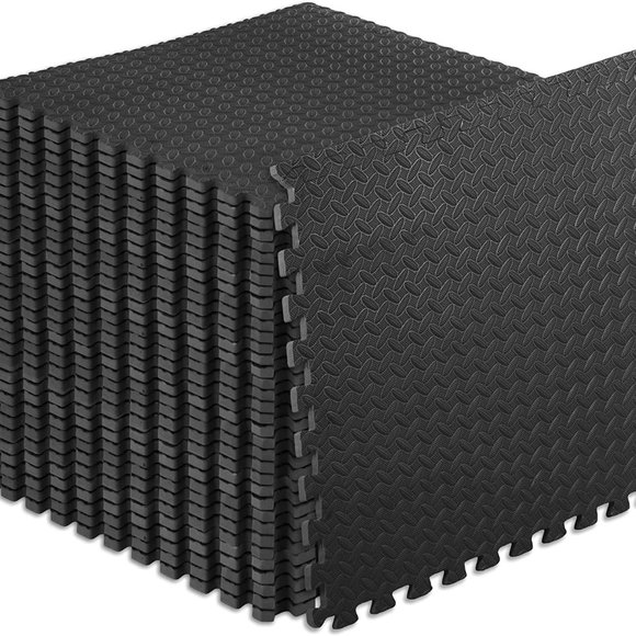 ProsourceFit Exercise Puzzle Mat EVA Foam Interlocking Tiles Black -NEW OPEN BOX - Picture 2 of 3